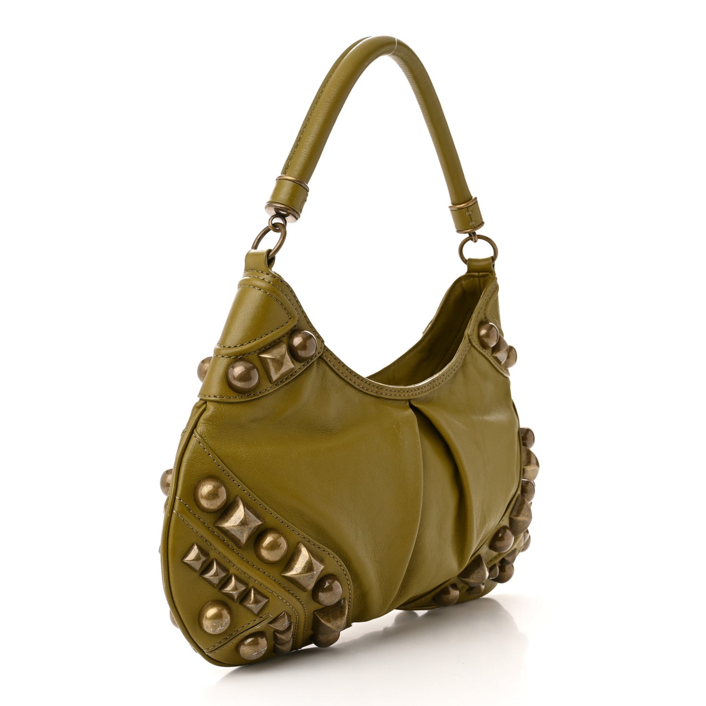 Calfskin Studded Alverton Hobo Green