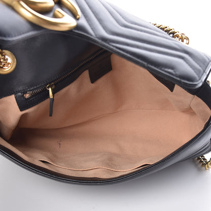 Gucci Calfskin Matelasse Medium GG Marmont Shoulder Bag Black 5 of 10