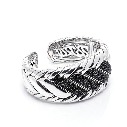 John Hardy Sterling Silver Black Sapphire Braided Cuff Bracelet 4 of 6