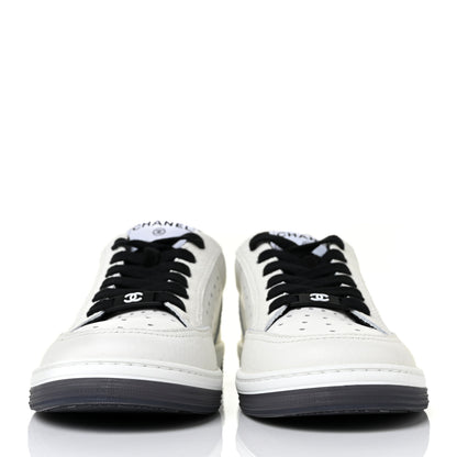 Chanel Grained Calfskin Fabric Womens Logo Sneakers 36 White Black 2 of 8
