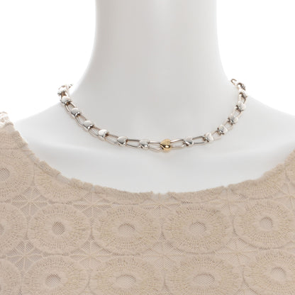 Tiffany Sterling Silver 18k Heart Padlock Links Necklace RARE 2 of 3