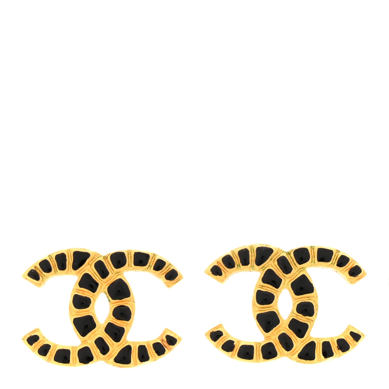 Chanel Resin Along The Nile CC Earrings Gold Black 1 of 5