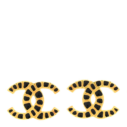 Chanel Resin Along The Nile CC Earrings Gold Black 1 of 5