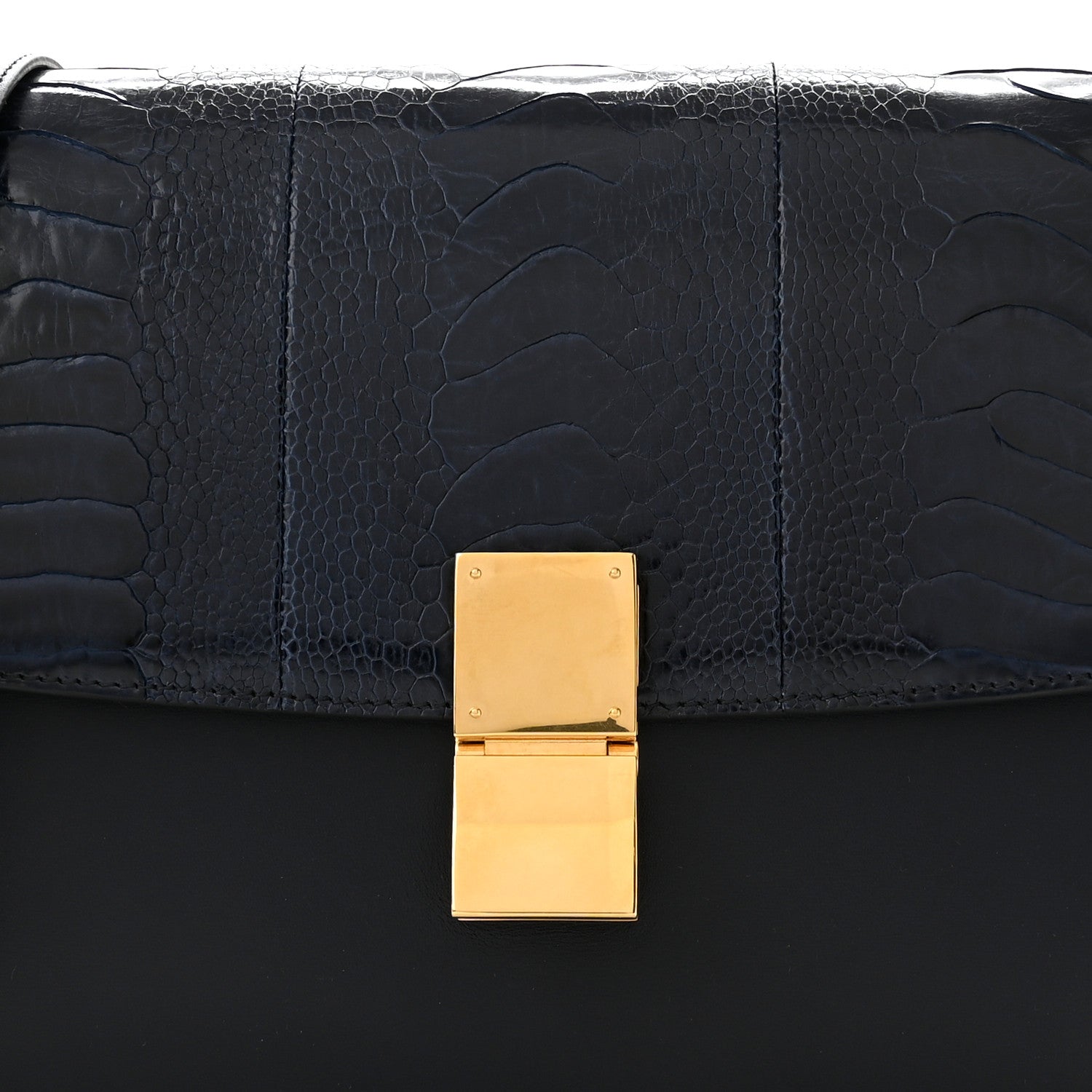 Celine Ostrich Leg Medium Classic Box Flap Bag Dark Blue 8 of 12