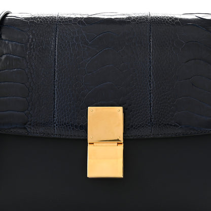 Celine Ostrich Leg Medium Classic Box Flap Bag Dark Blue 8 of 12
