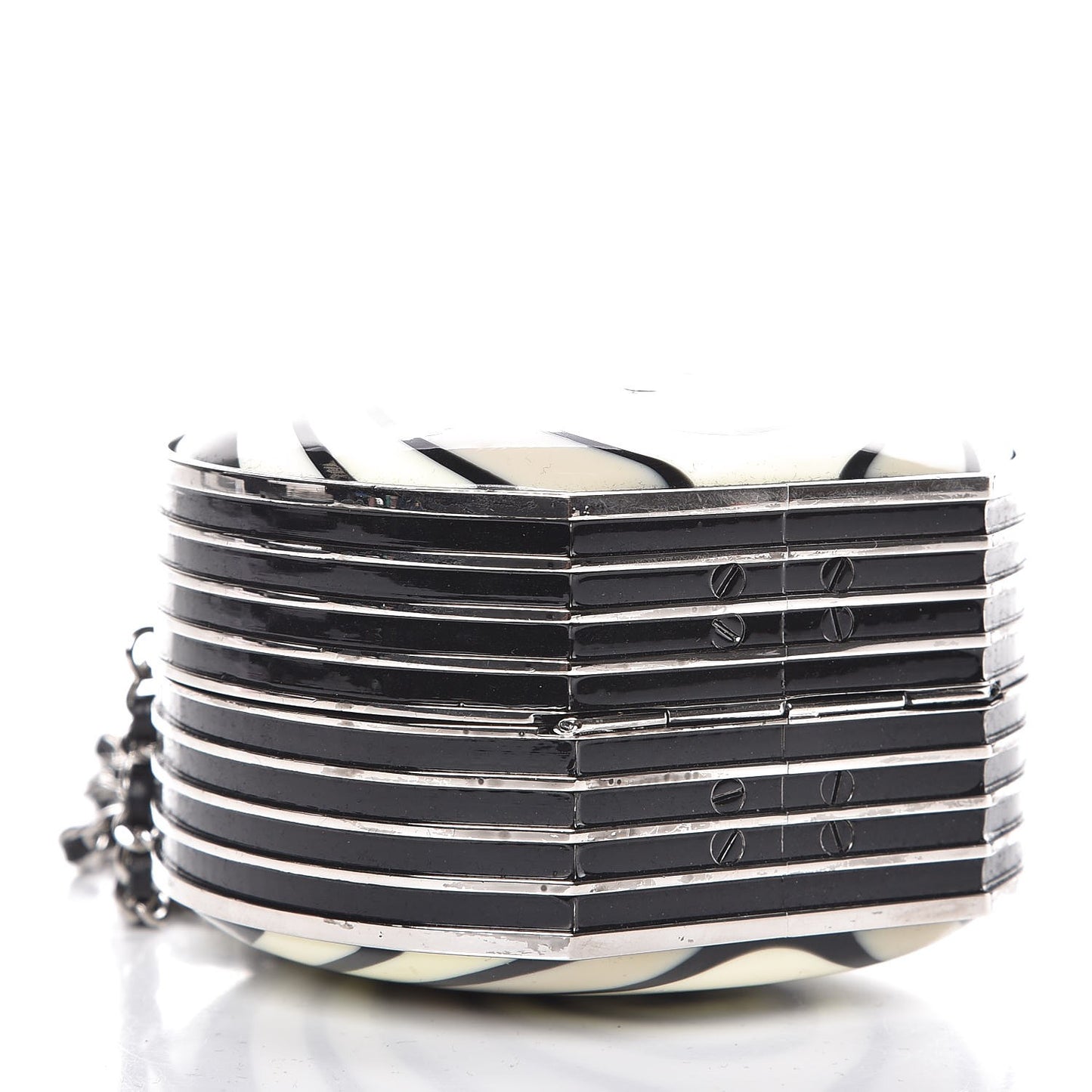 Enamel Resin Pillbox Minaudiere Black White