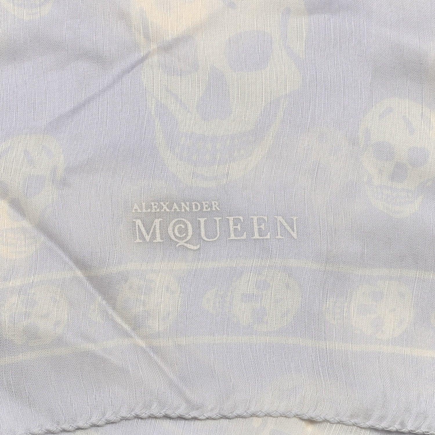 Alexander McQueen Silk Chiffon Skull Scarf Pearl White 2 of 4