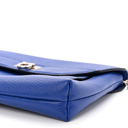 Salvatore Ferragamo Grained Calfskin Gancini Chain Shoulder Bag Blue 9 of 9