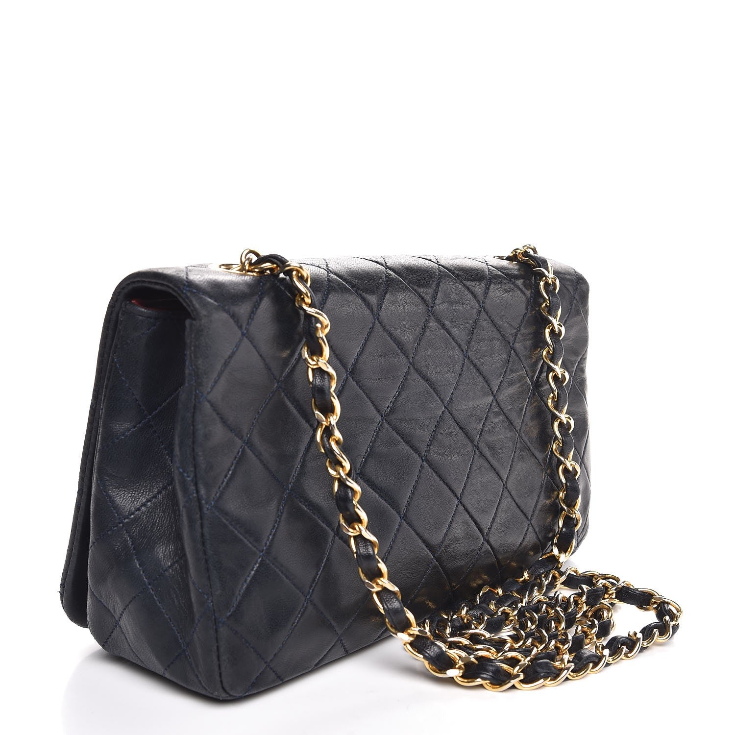 Chanel Lambskin Quilted Small Single Flap Navy 3 of 8