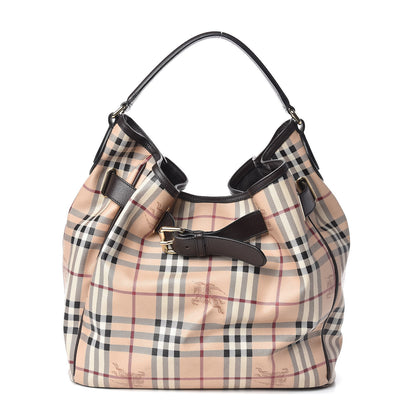 Burberry Haymarket Check Medium Walden Belted Hobo Chocolate 1 of 13