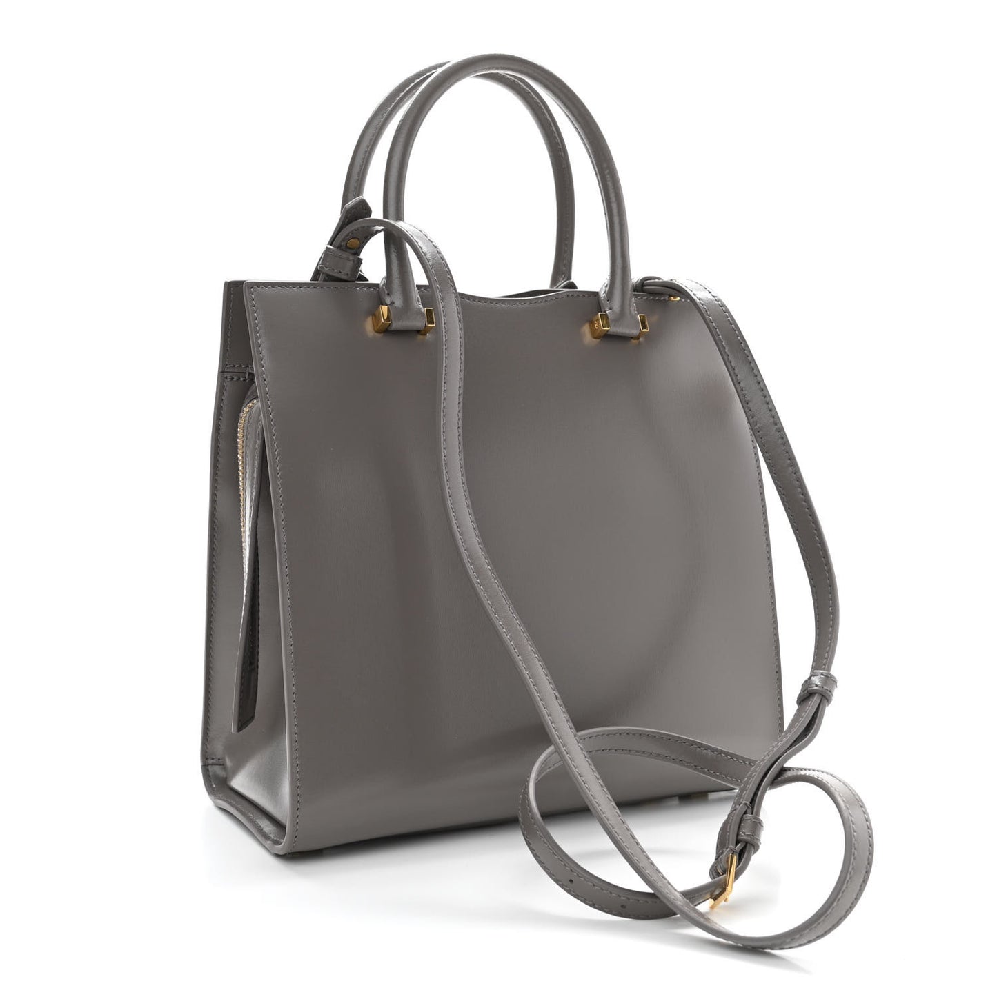 Shiny Calfskin Medium Uptown Tote Grey