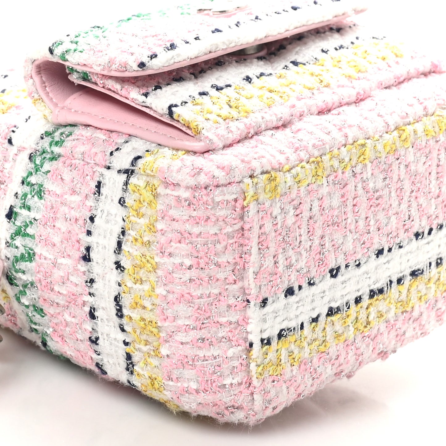 Metallic Tweed Quilted CC Mini Classic Backpack White Multicolor