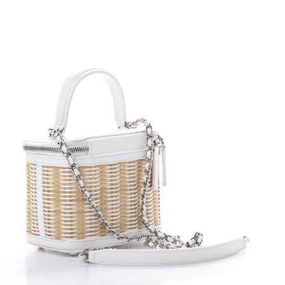 Chanel Calfskin Raffia Small Vanity Case Bag White Beige 2 of 11