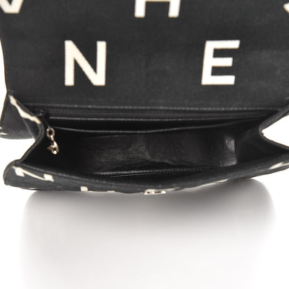 Chanel Canvas Quilted Letter Printed Flap Black 5 of 11