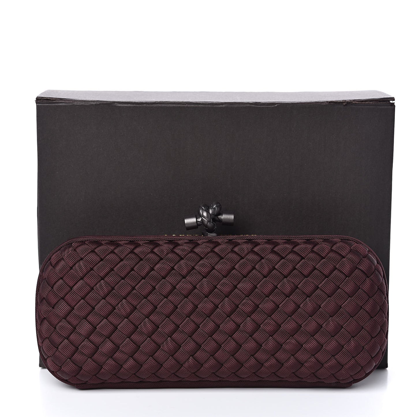 Silk Faille Intrecciato Knot Clutch Burgundy