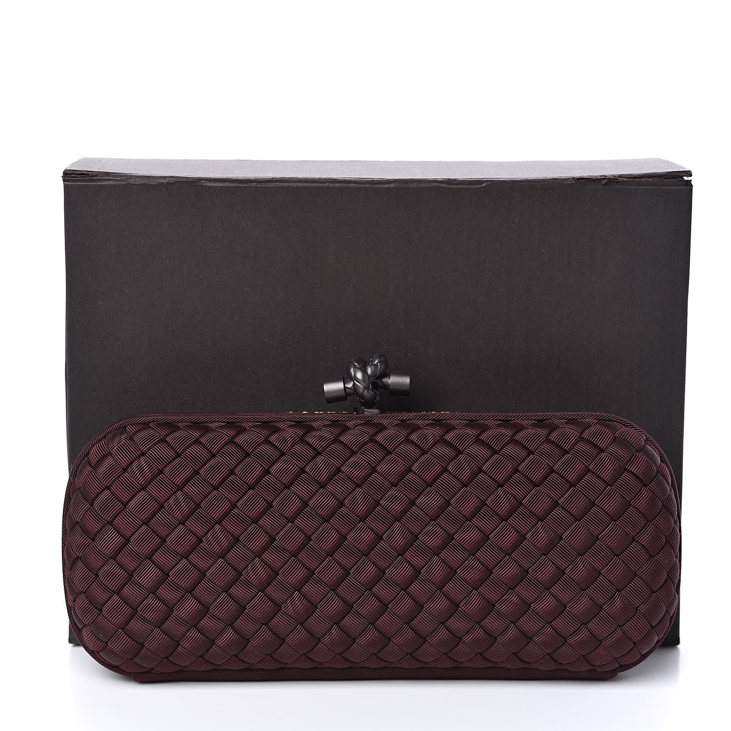 Bottega Veneta Silk Faille Intrecciato Knot Clutch Burgundy 7 of 7