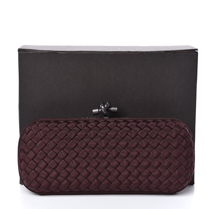 Bottega Veneta Silk Faille Intrecciato Knot Clutch Burgundy 7 of 7