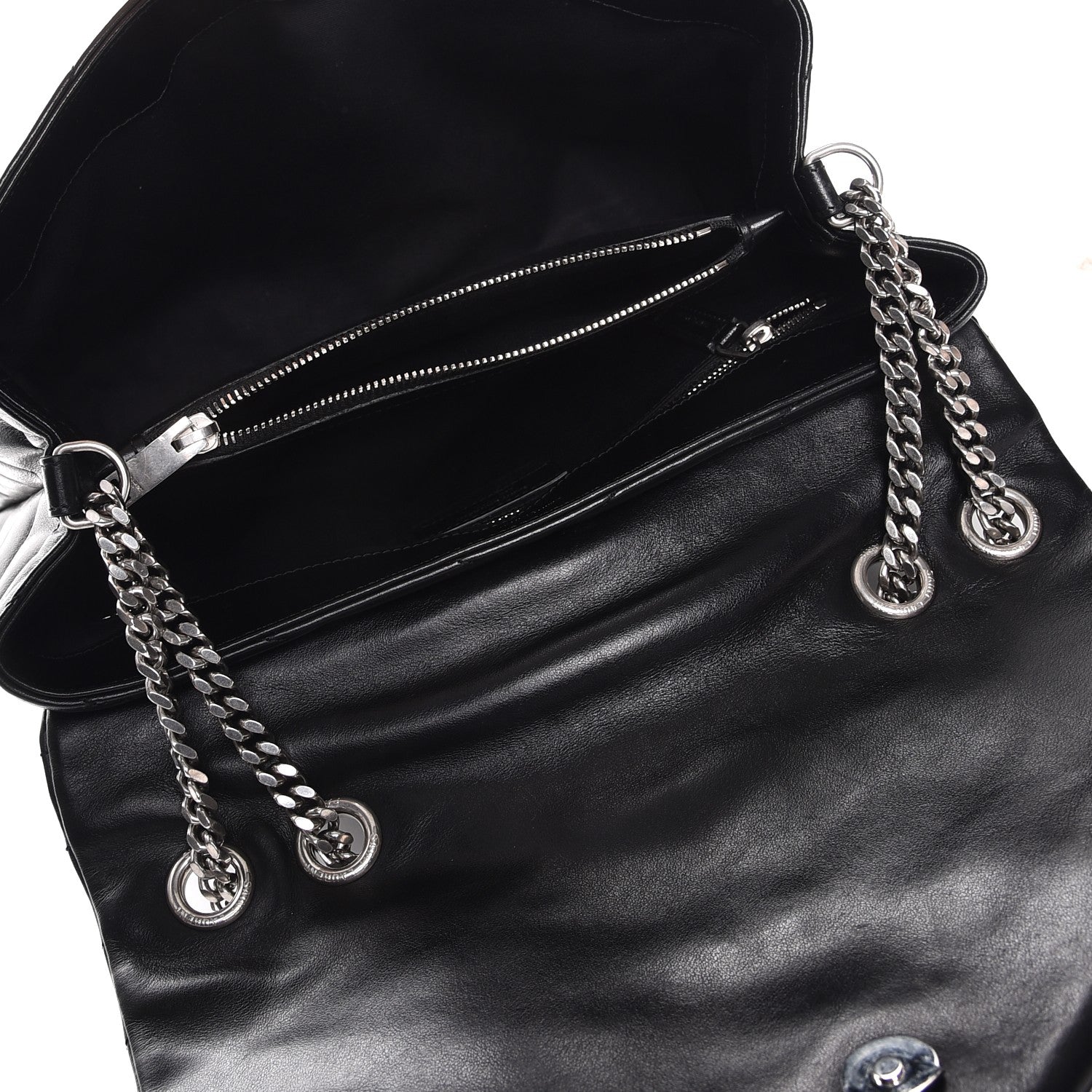 Saint Laurent Calfskin Y Quilted Monogram Medium Loulou Chain Satchel Black 5 of 9