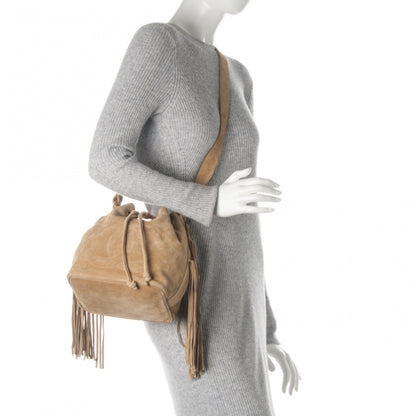 Chanel Suede CC Drawstring Shoulder Bag Beige 2 of 8