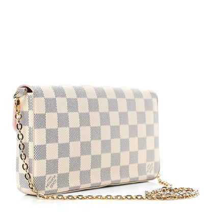 Louis Vuitton Damier Azur Pochette Felicie Chain Wallet Rose Ballerine 4 of 14