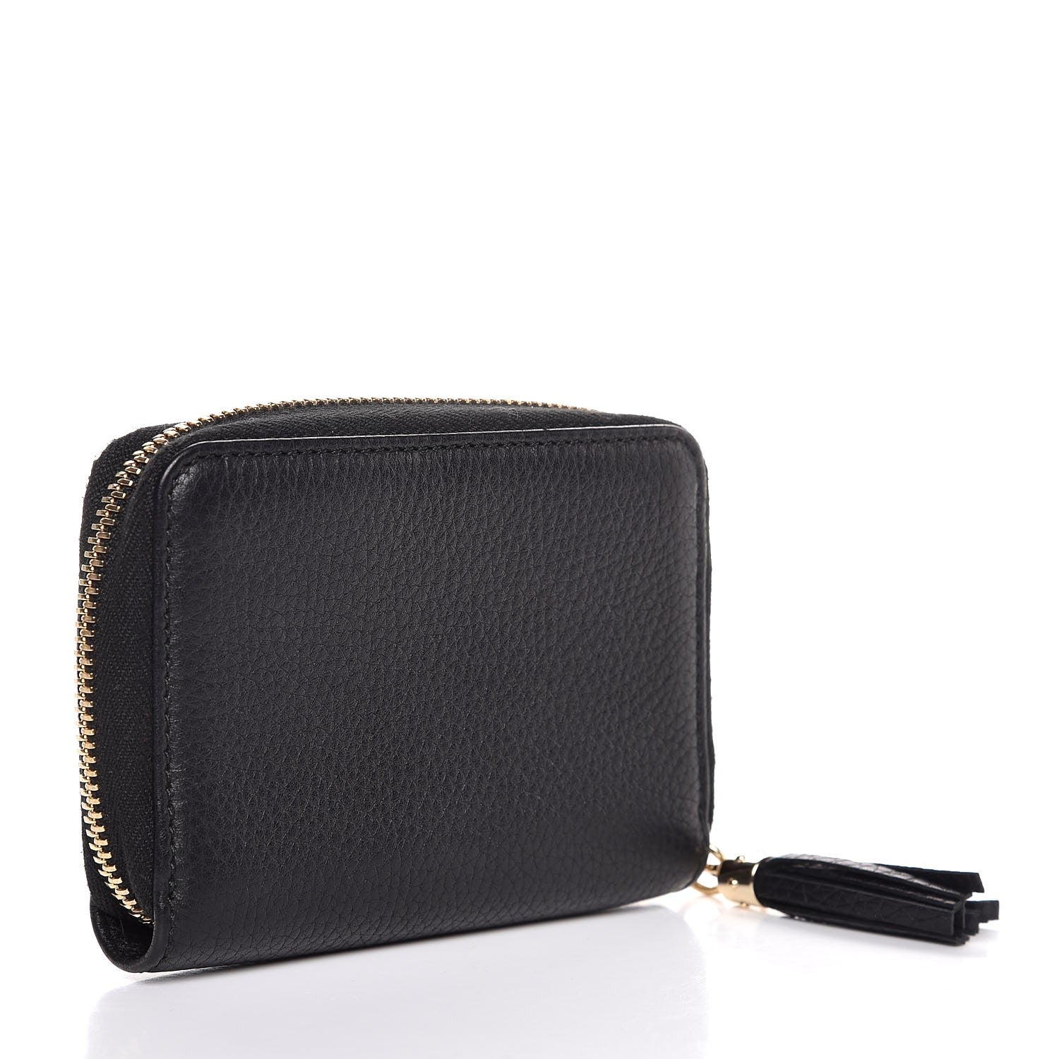 Gucci Pebbled Calfskin Soho Compact Disco Zip Around Wallet Black 3 of 8