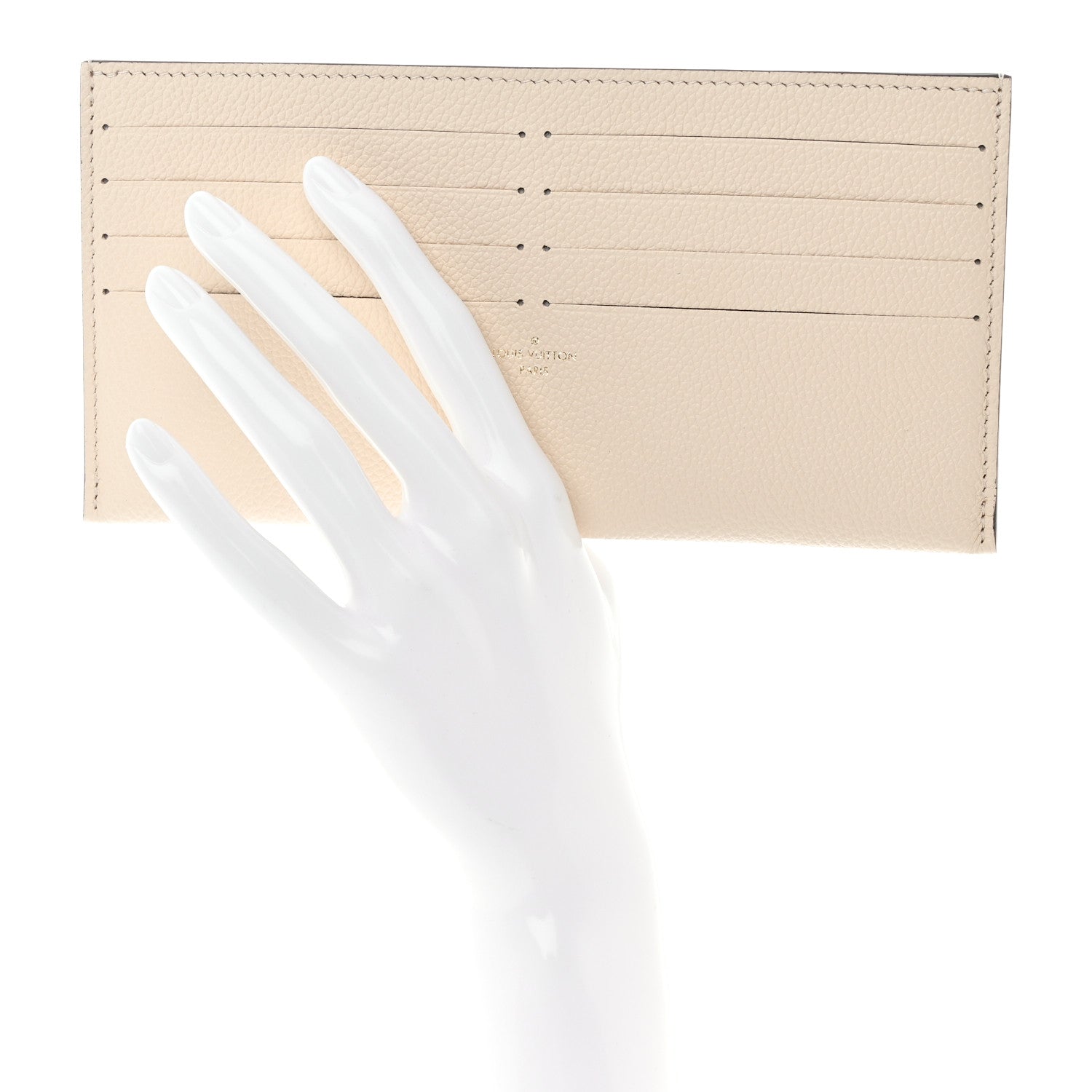 Louis Vuitton Calfskin Felicie Chain Wallet Card Holder Insert Cream 2 of 6