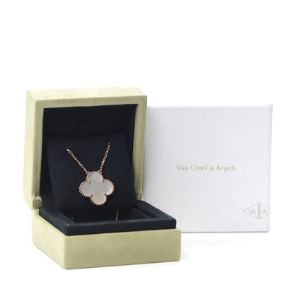 Van Cleef & Arpels 18K Rose Gold Mother of Pearl Magic Alhambra Pendant Necklace 8 of 8