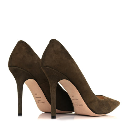 Jimmy Choo Suede Abel Pumps 38 Olive 4 of 9