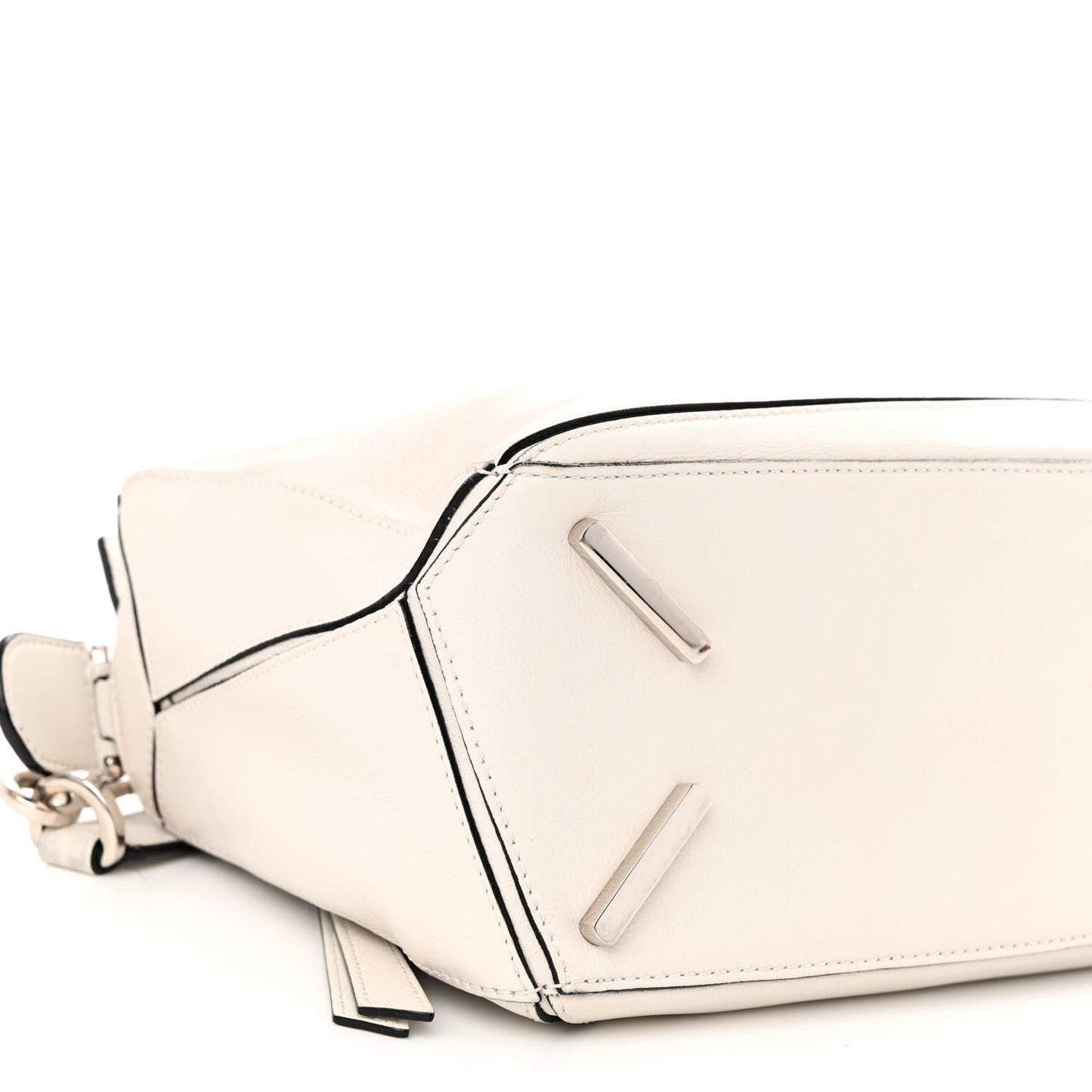 Grained Calfskin Small Puzzle Bag White