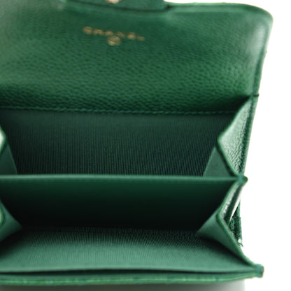 Chanel Metallic Caviar Quilted Card Holder Wallet Green 5 of 9