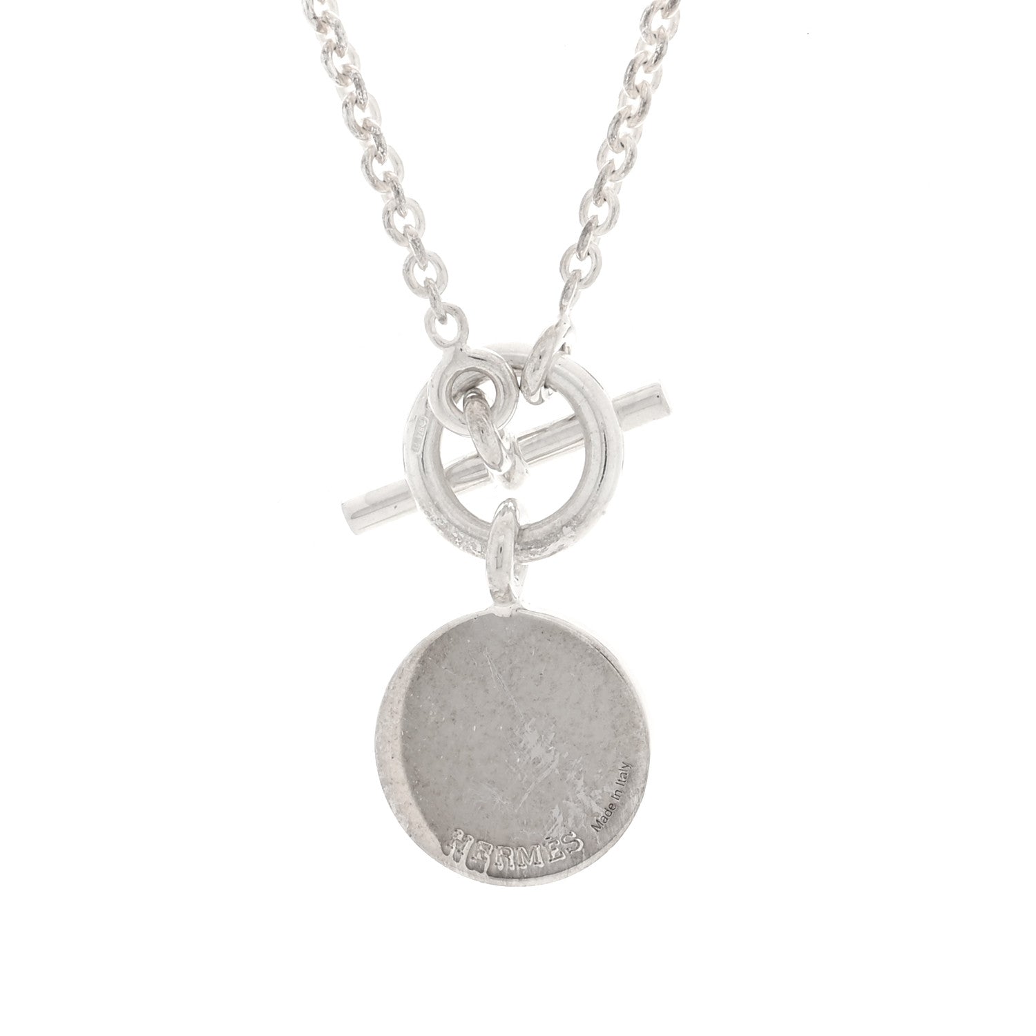 Hermes Sterling Silver Amulettes H Confettis Pendant Necklace 4 of 5