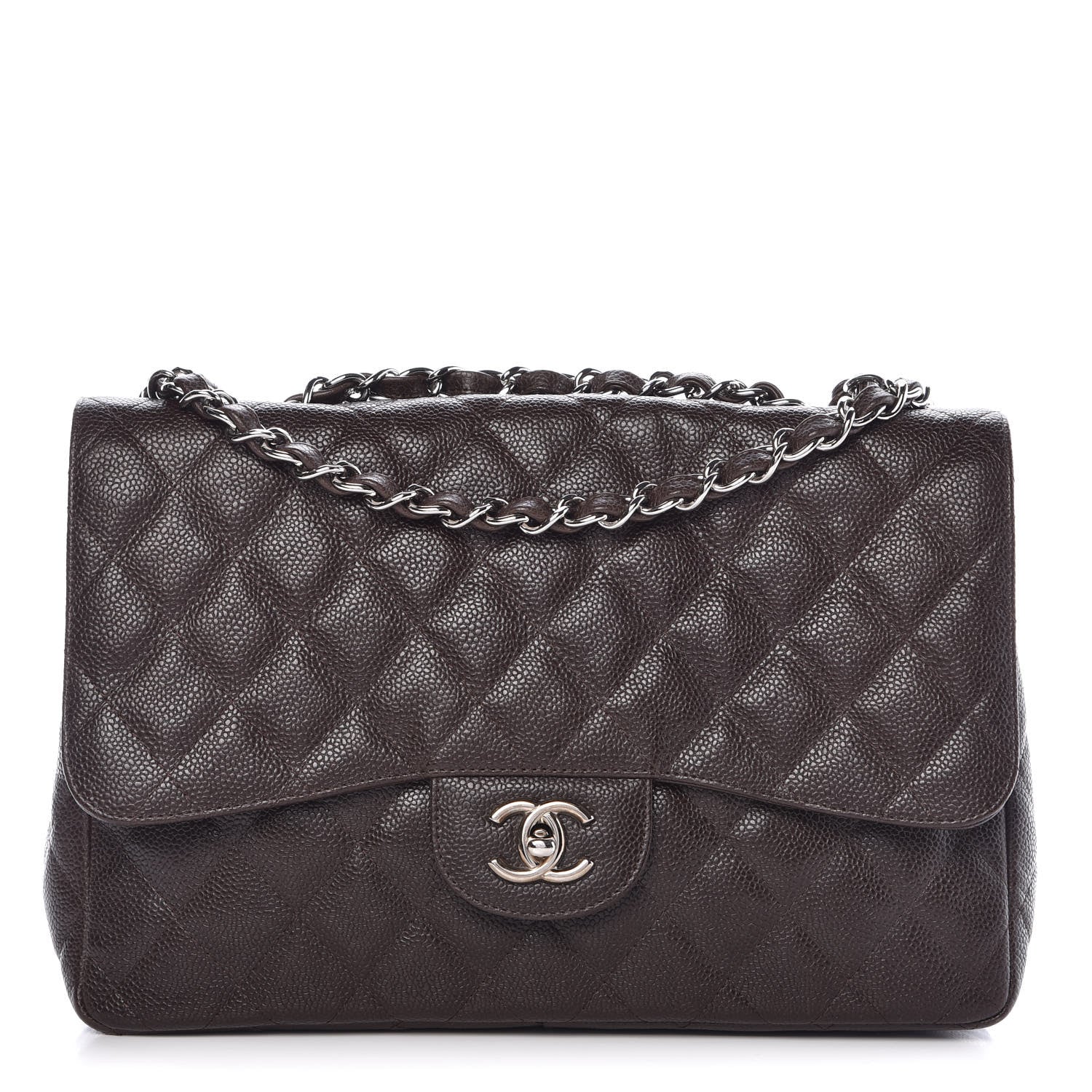 Chanel Caviar Quilted Jumbo Single Flap Dark Brown 1 of 10