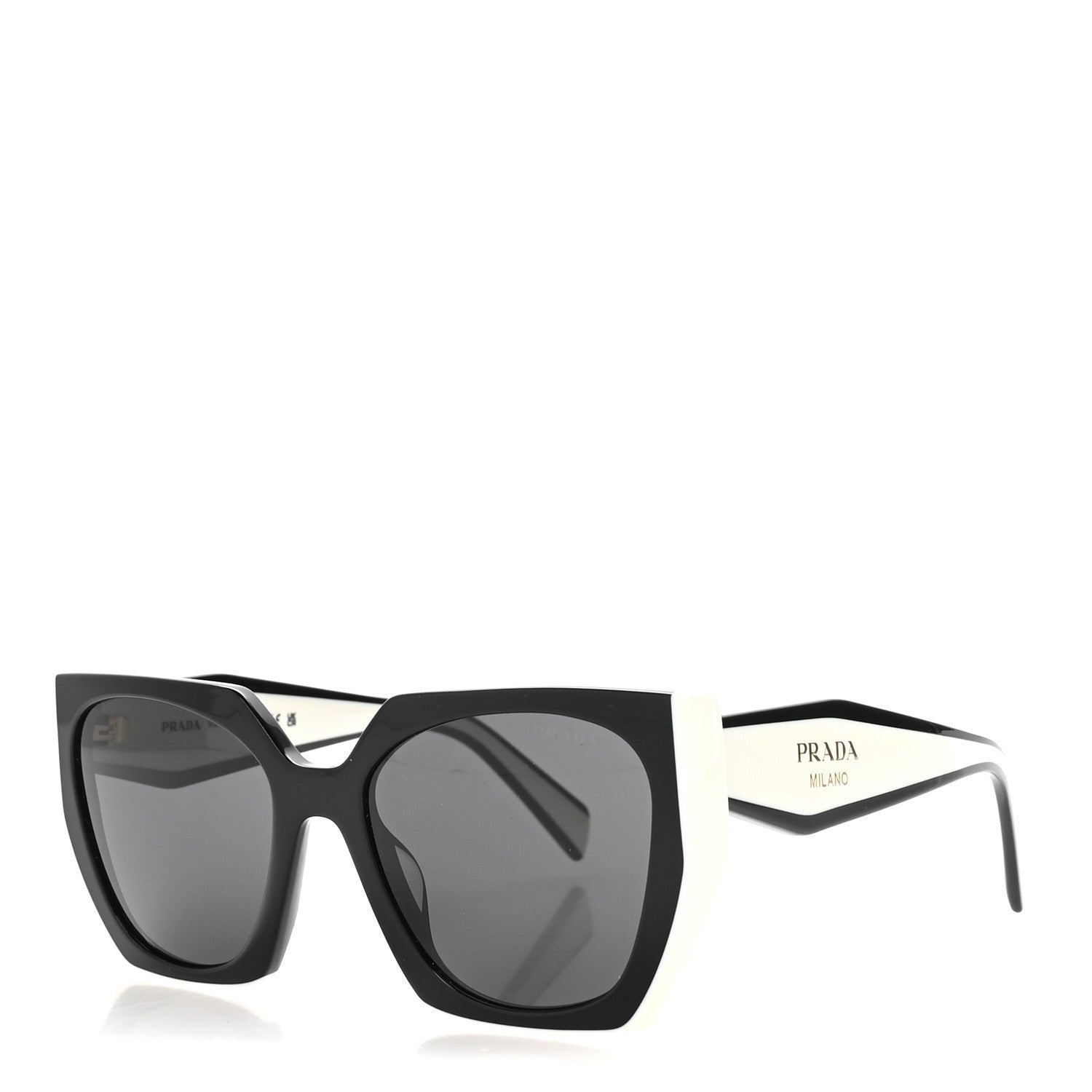 Prada Acetate Sunglasses SPR 15W Black White 1 of 8