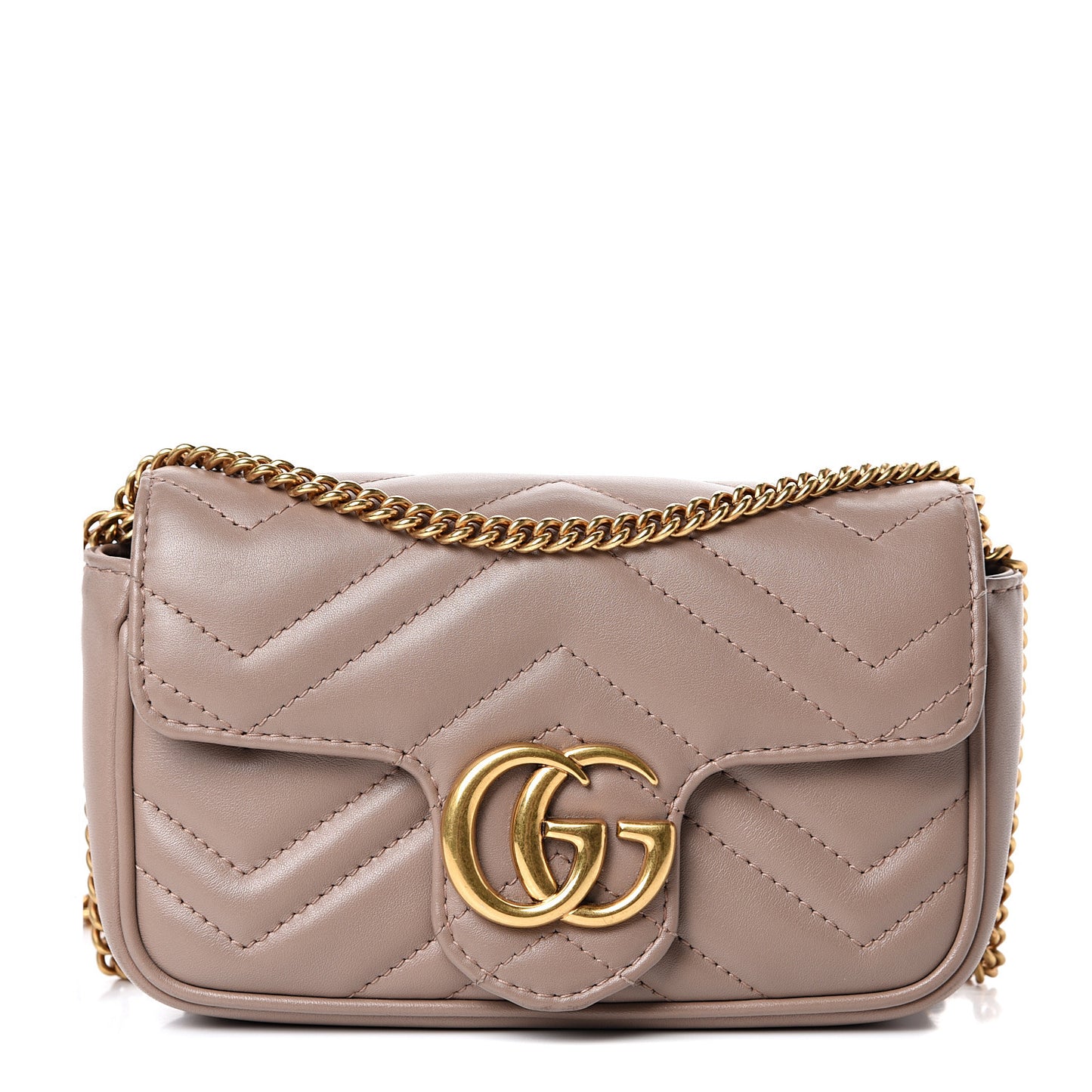 Calfskin Matelasse Super Mini GG Marmont Shoulder Bag Porcelain Rose