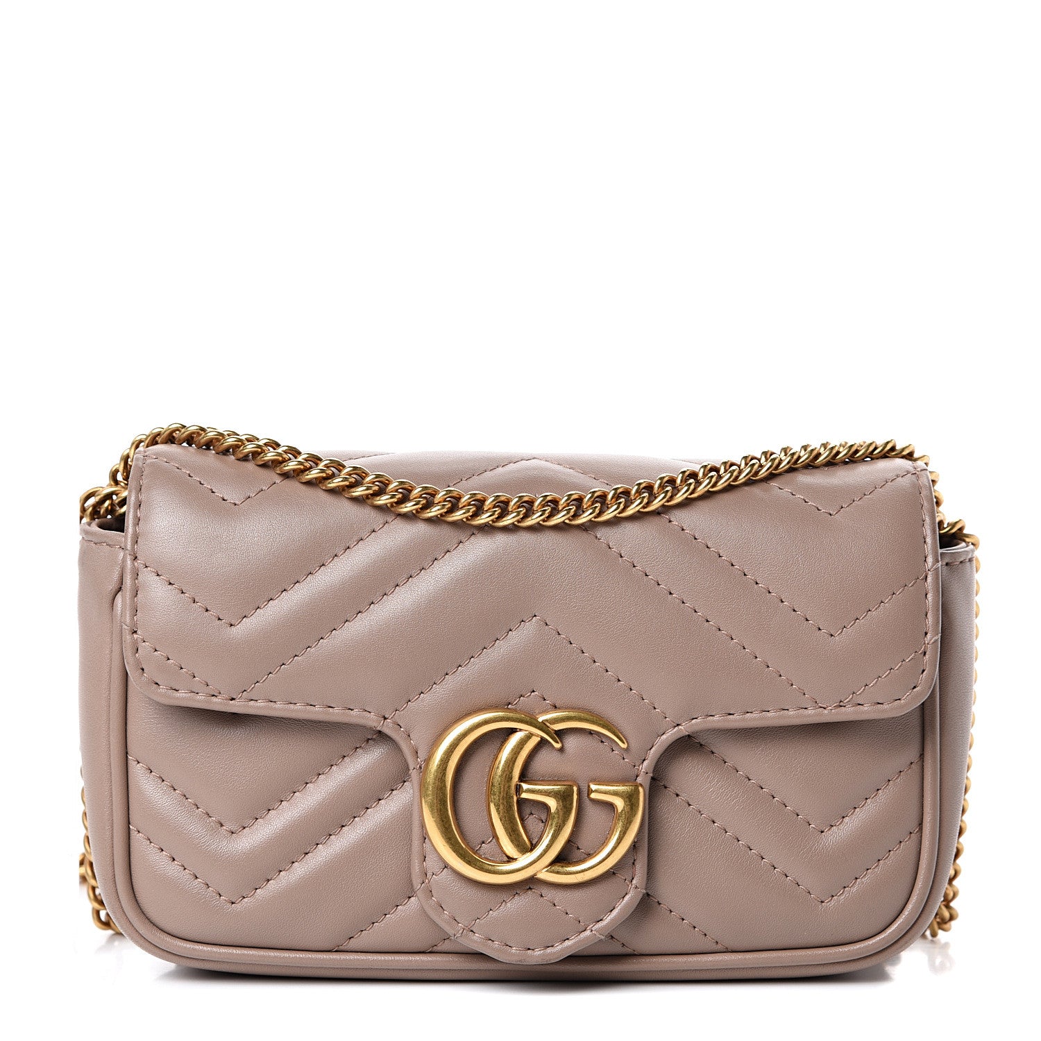 Gucci Calfskin Matelasse Super Mini GG Marmont Shoulder Bag Porcelain Rose 1 of 14