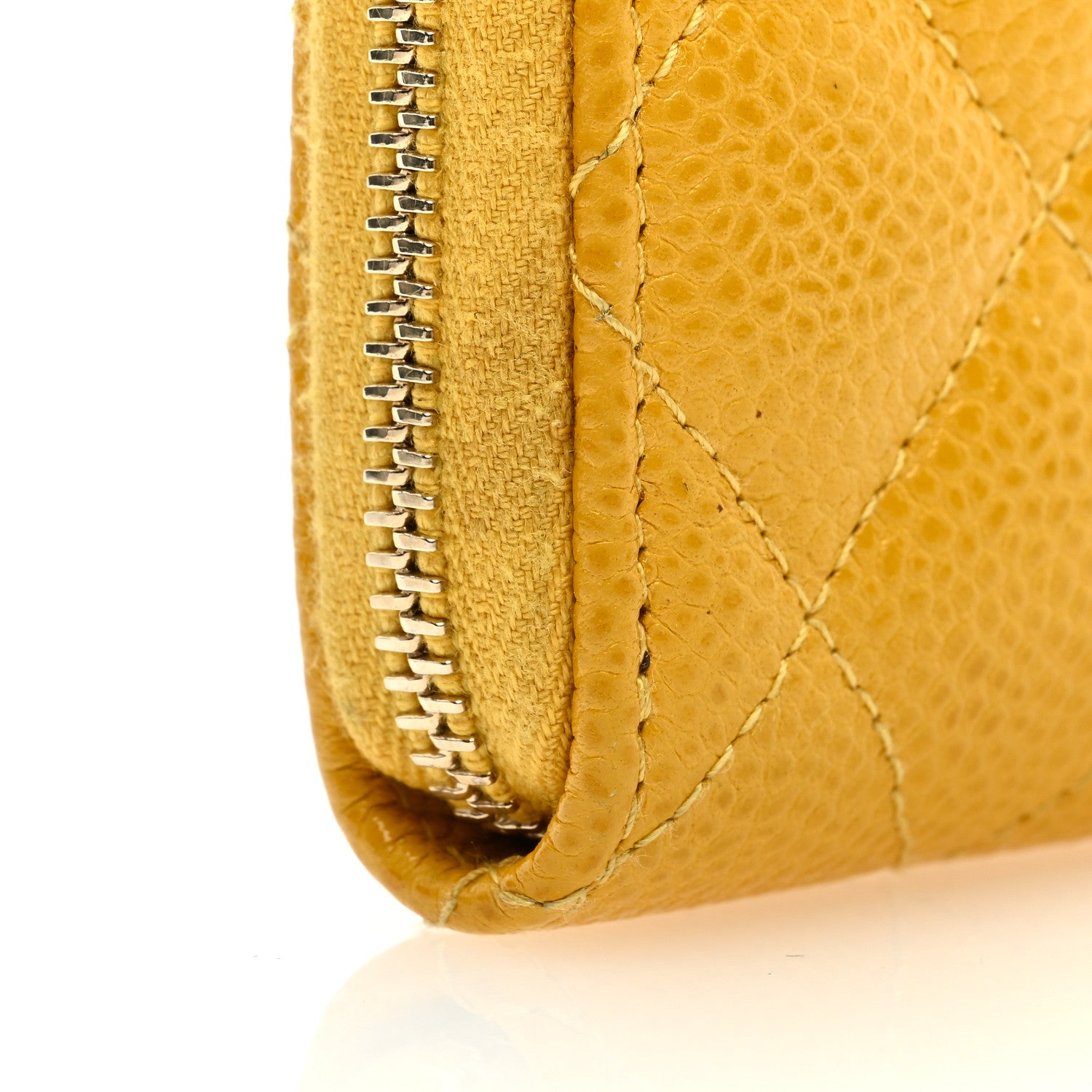 Chanel Caviar Quilted Medium Zip Around Wallet Yellow 9 of 10