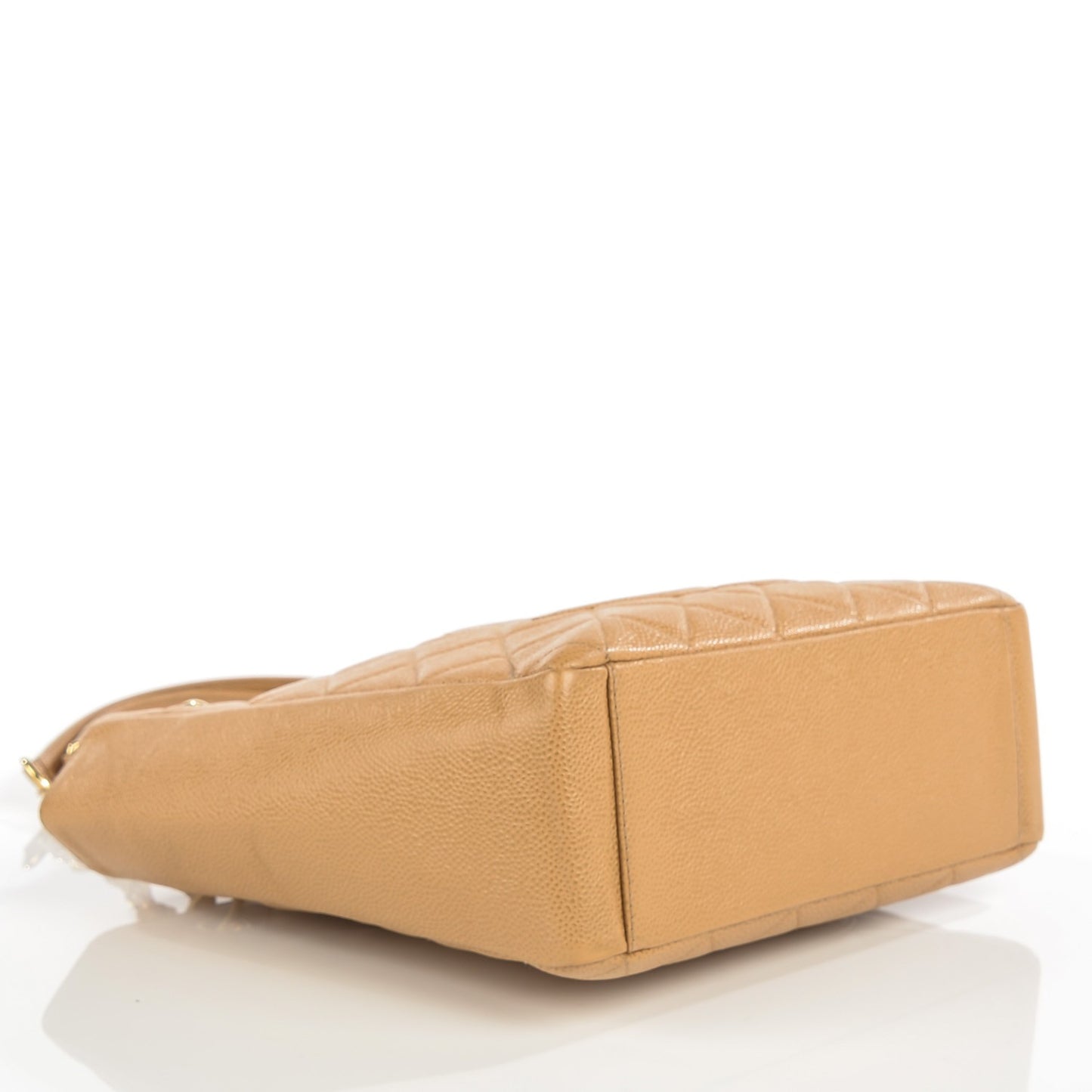 Caviar Quilted Petit Shopping Tote PST Dark Beige