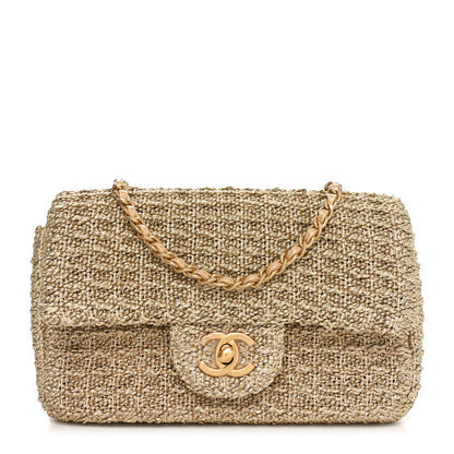 Chanel Metallic Woven Fabric Mini Rectangular Flap Gold 1 of 10
