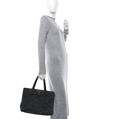 Chanel Denim Quilted Boy Shopping Tote Black 2 of 10