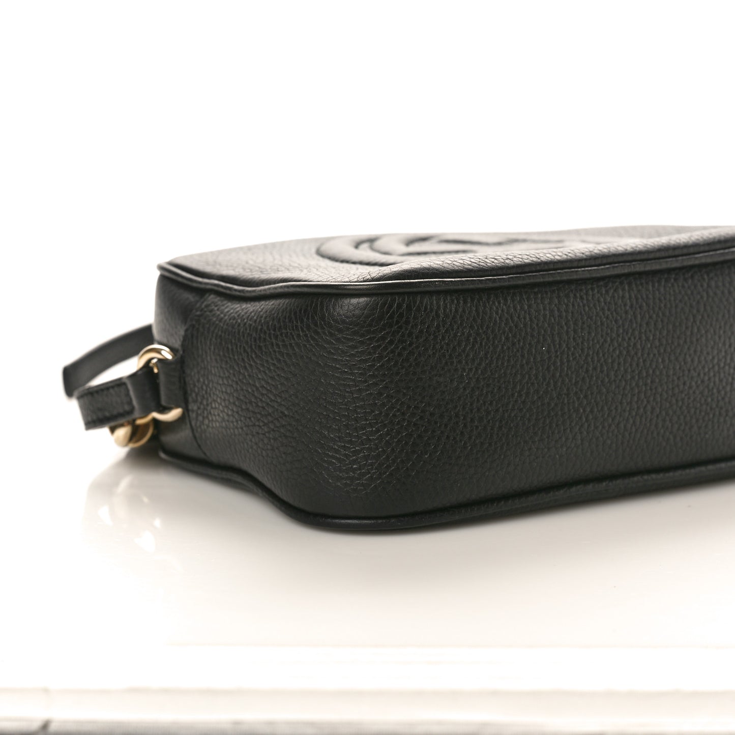Pebbled Calfskin Small Soho Disco Bag Black
