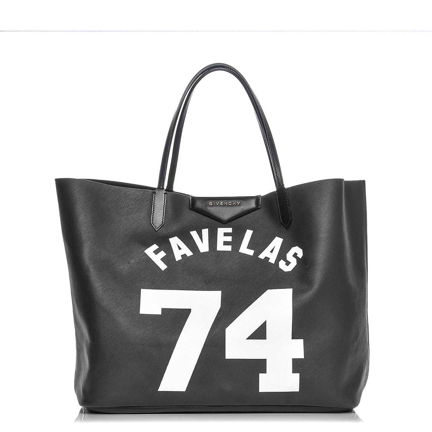 Textured Coated Canvas Favelas Large Antigona Tote Black