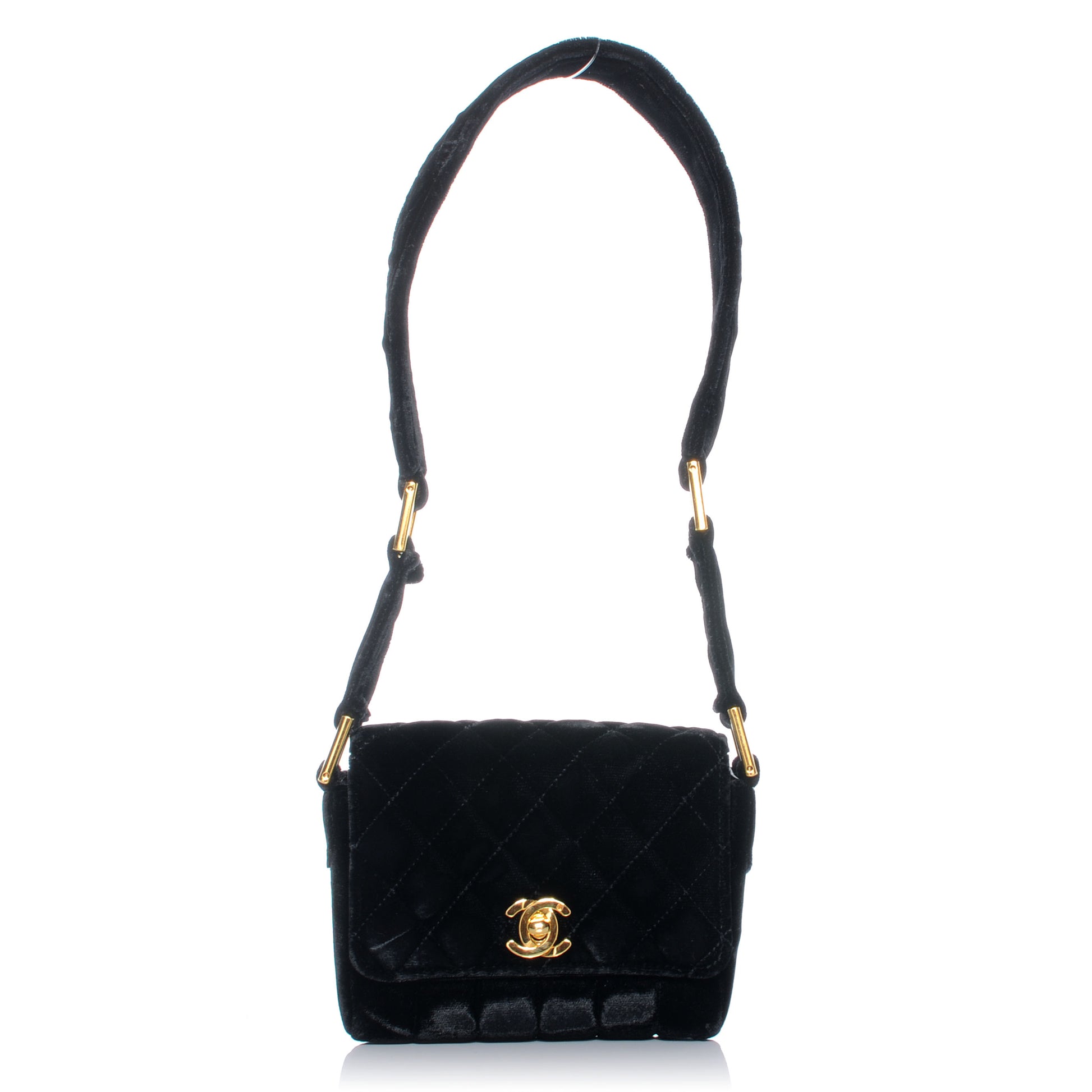 Chanel Velvet Quilted Mini Evening Flap Bag Black 1 of 10
