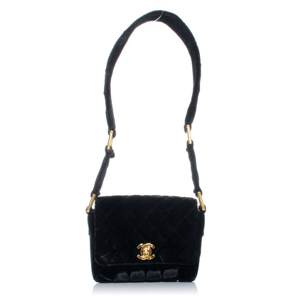 Chanel Velvet Quilted Mini Evening Flap Bag Black 1 of 10