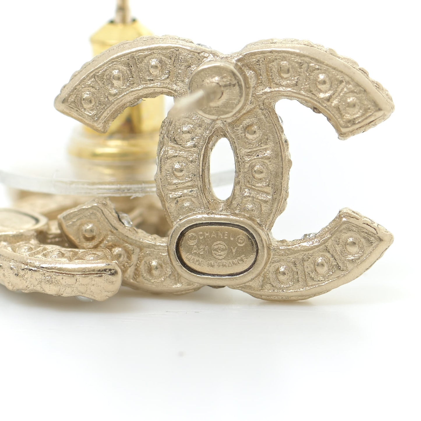 Crystal Pearl CC Earrings Gold