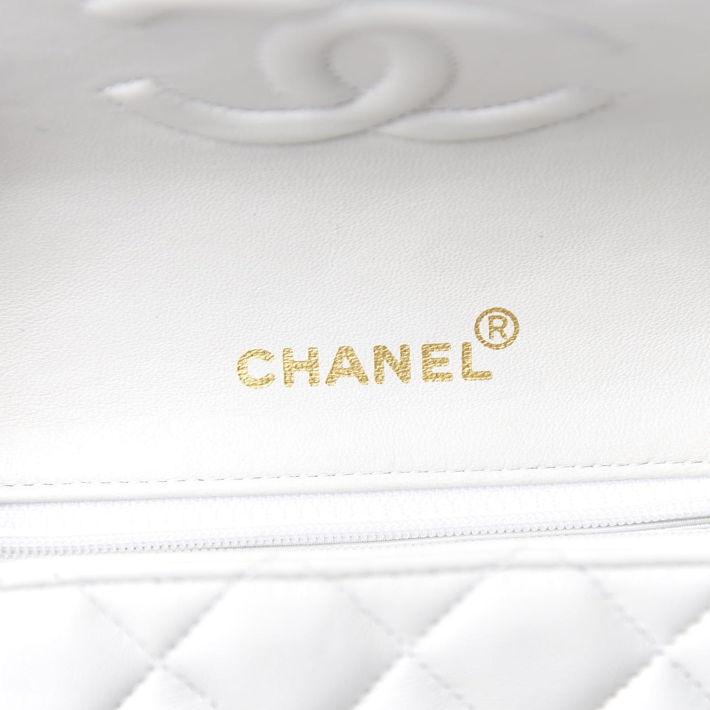 Lambskin Quilted Mini Square Flap White