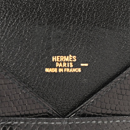 Hermes Lizard Niloticus Envelope Pouch Black 6 of 9