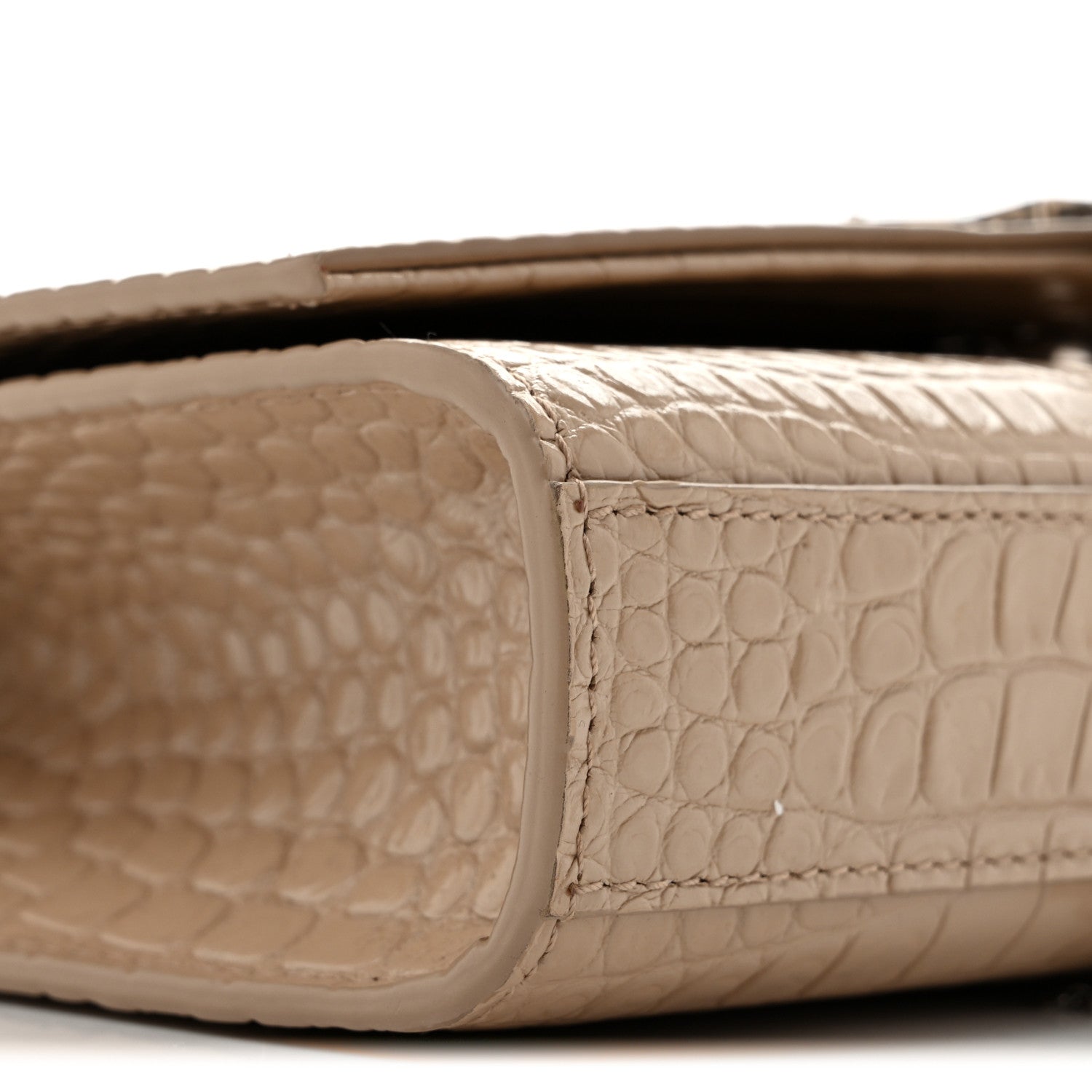 Saint Laurent Calfskin Crocodile Embossed Small Classic Monogram Kate Tassel Satchel Beige 8 of 11
