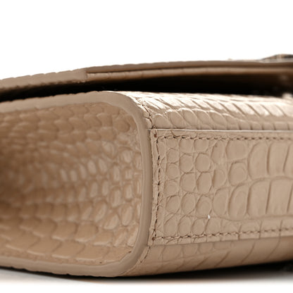 Saint Laurent Calfskin Crocodile Embossed Small Classic Monogram Kate Tassel Satchel Beige 8 of 11
