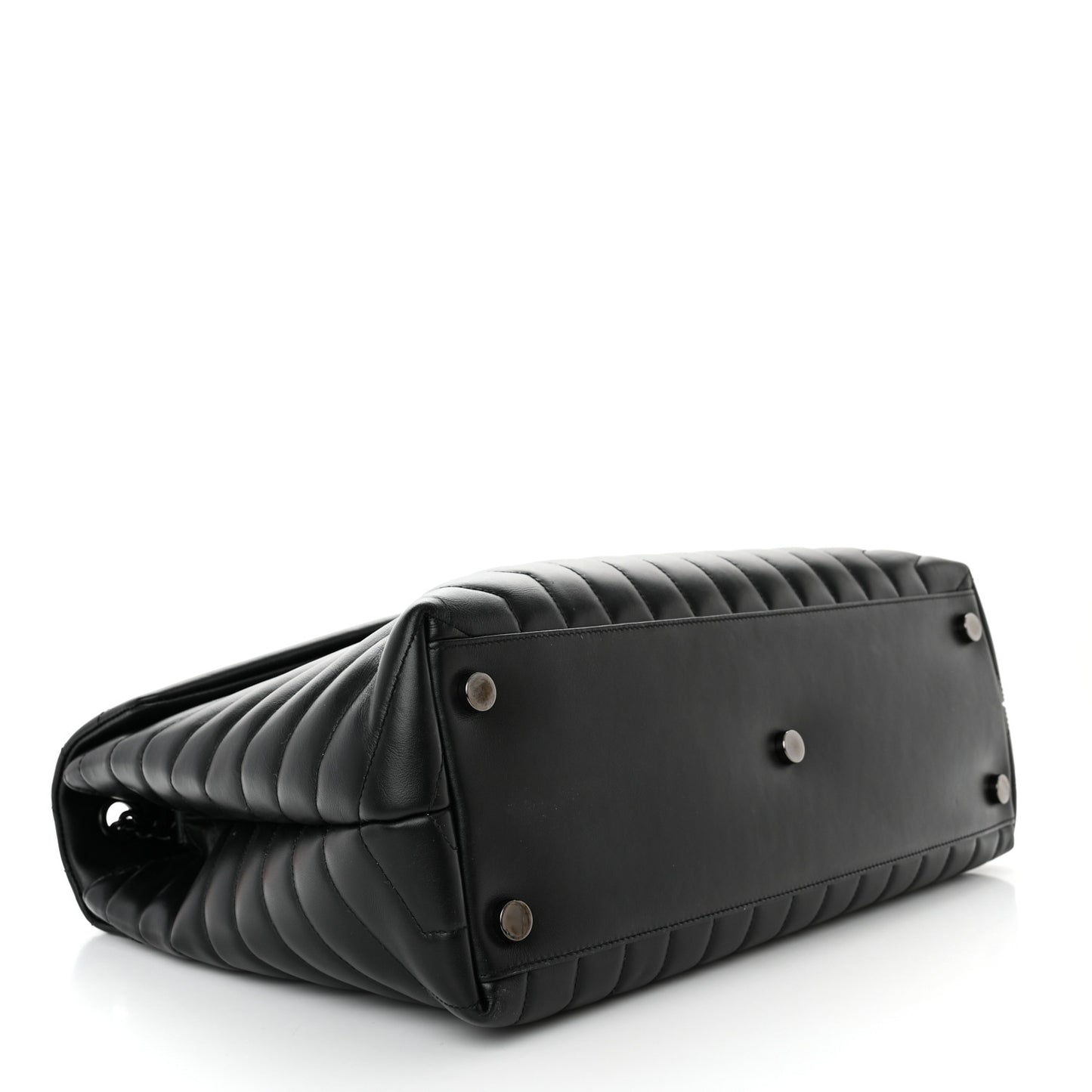 Calfskin Y Quilted Monogram Monochrome Large Loulou Chain Satchel Black
