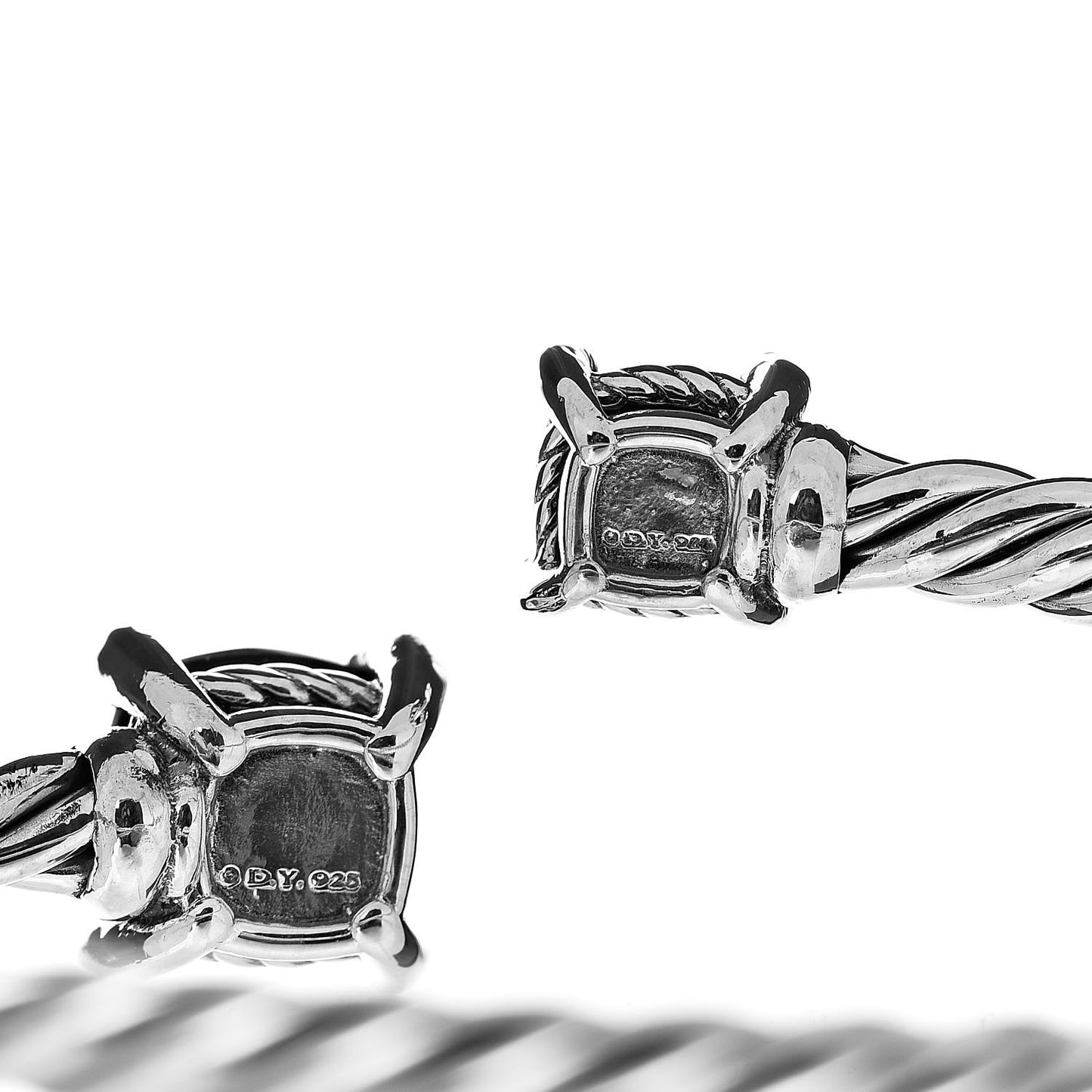 Sterling Silver Black Onyx Hematite Diamond 4mm Chatelaine Bypass Bracelet
